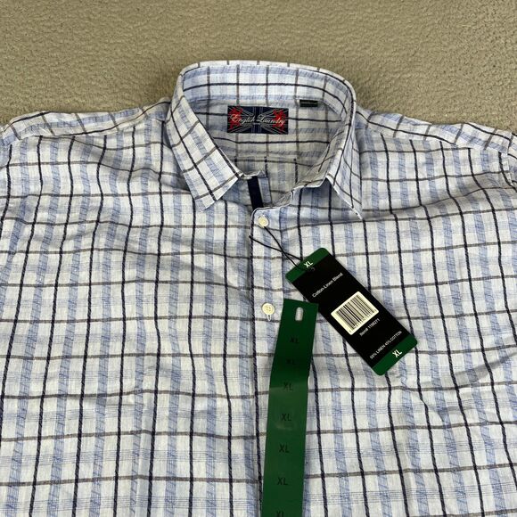 Lot of 2 English Laundry Shirt Mens XL Blue Gray Linen Cotton Blend Button - Picture 5 of 16